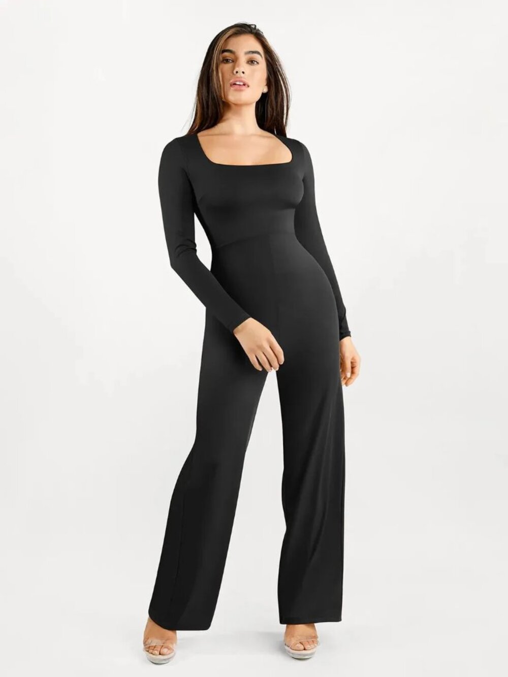 Popilush Long Sleeve Shapewear Wide Leg Jumpsuit Black XS NWT